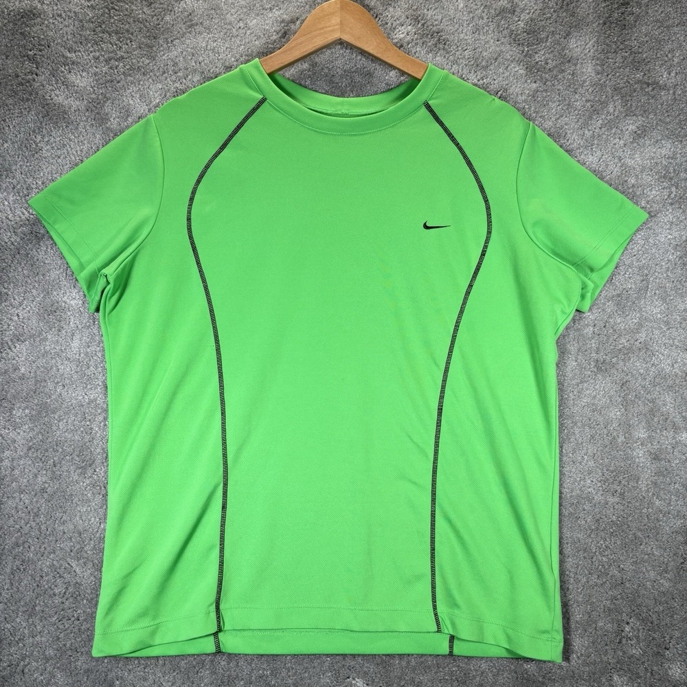 Vintage Nike Shirt Mens XL Green‎ Performance Short Sleeve Mini Swoosh Gym Y2K